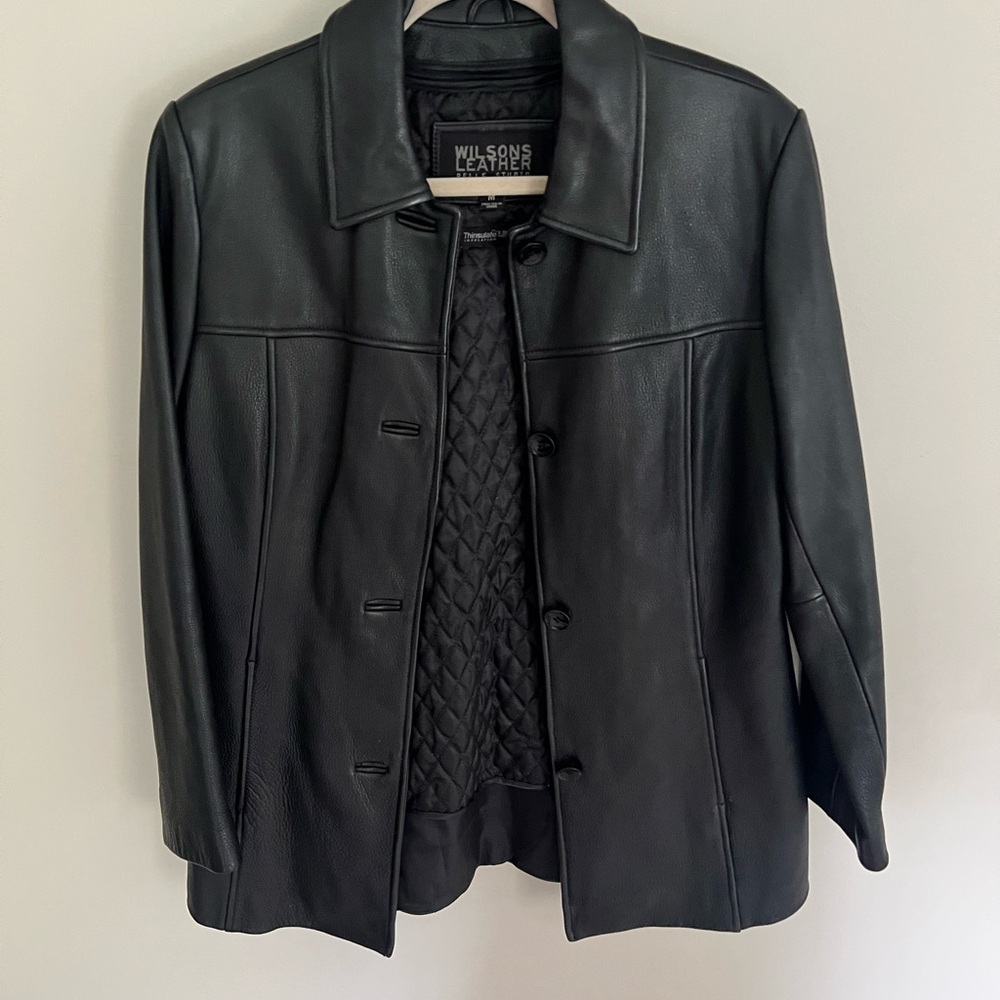 Wilsons Leather Black Leather Jacket Classic Blazer Style